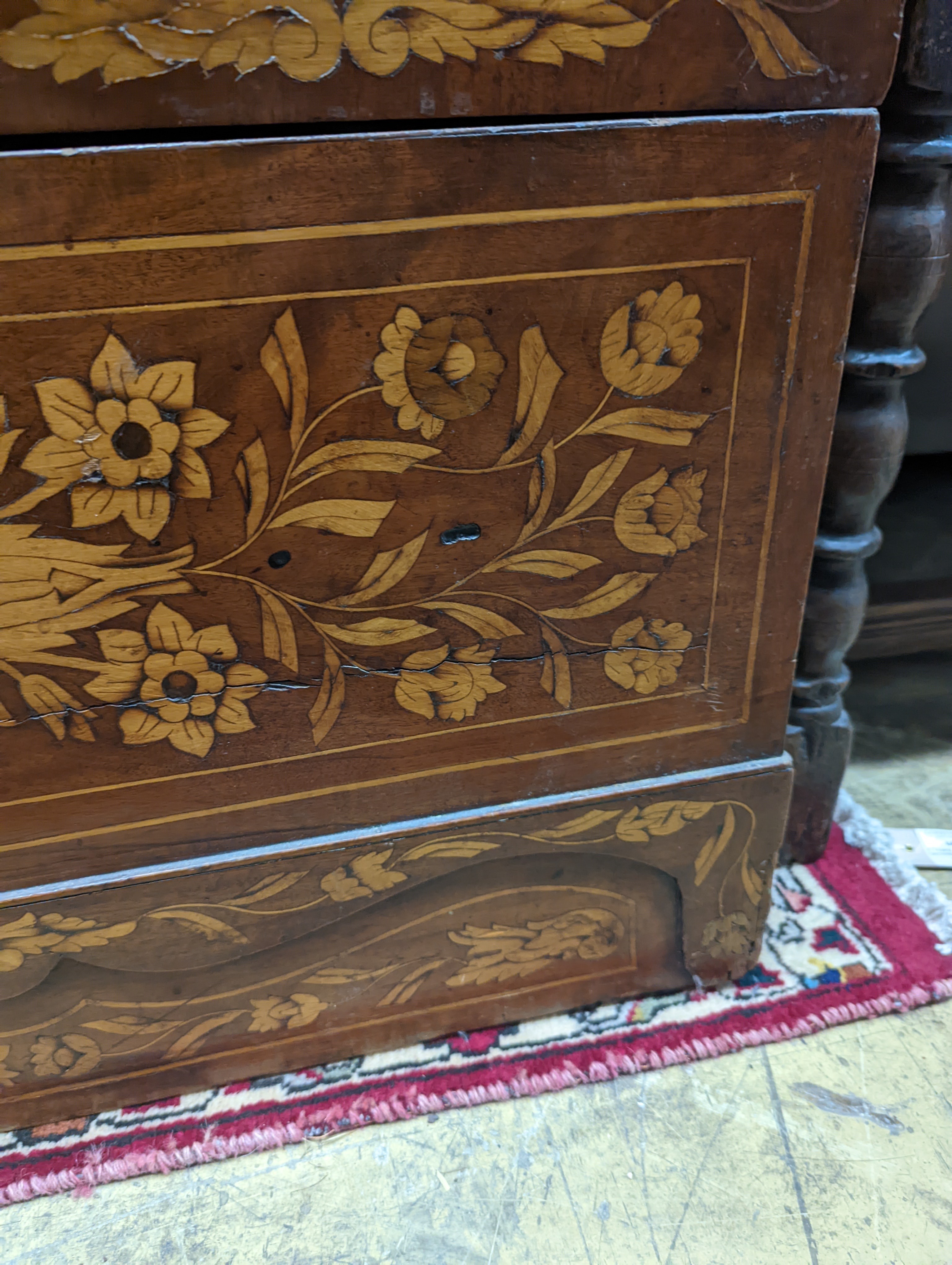 An 18th century Dutch floral marquetry walnut cabinet (altered), width 70cm, depth 48cm, height 87cm